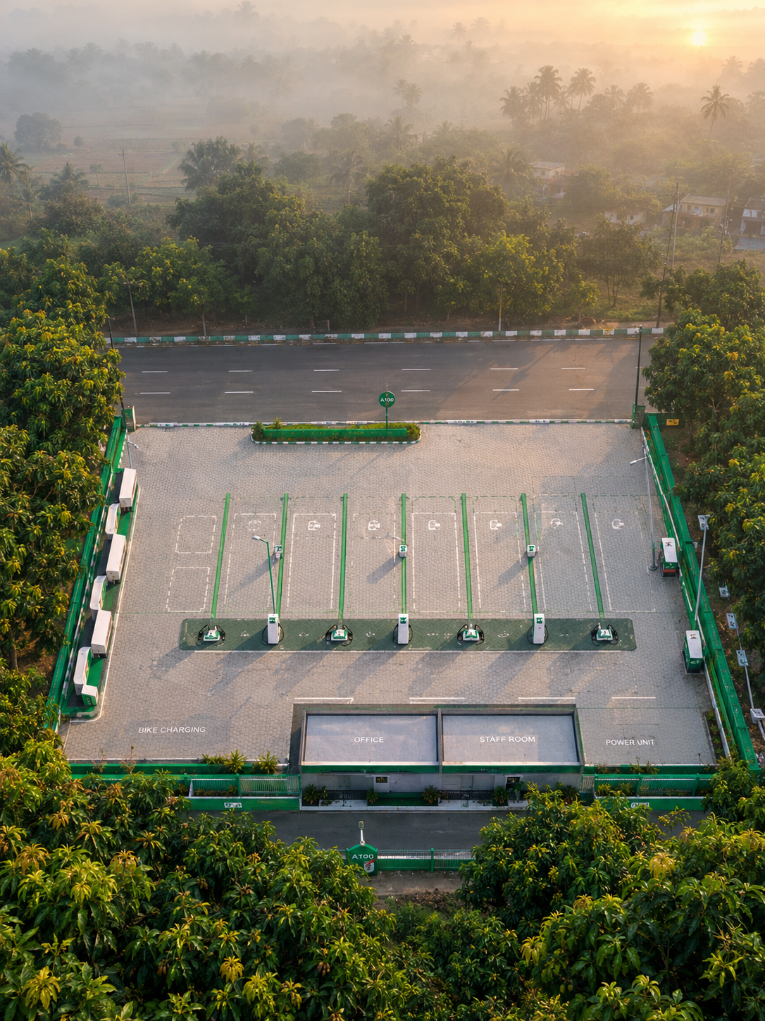 Drone View of ZECONEX EV Charging Station Site Layout